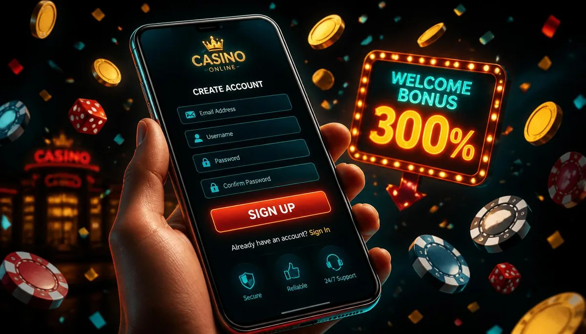 Регистрация в Pinco Casino на смартфоне — форма создания аккаунта и приветственный бонус